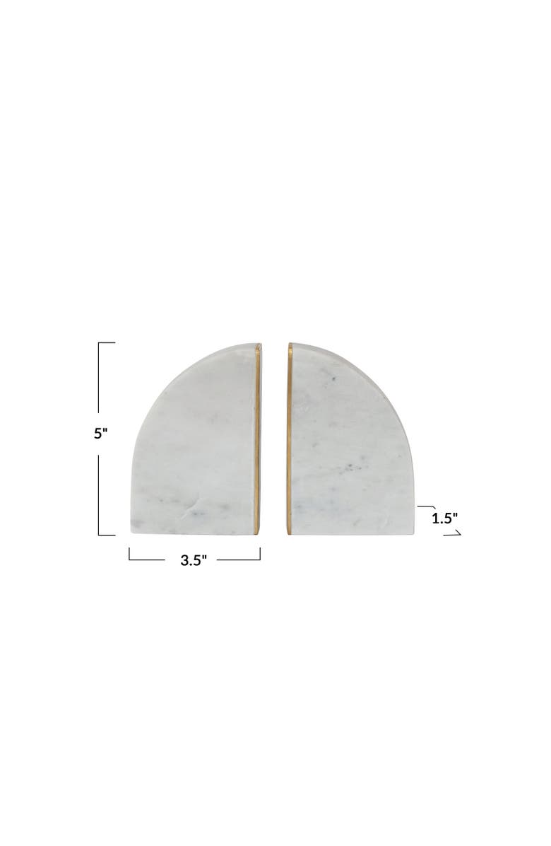 Storied Home 2-Piece Marble Bookends with Brass Inlay, Alternate, color,