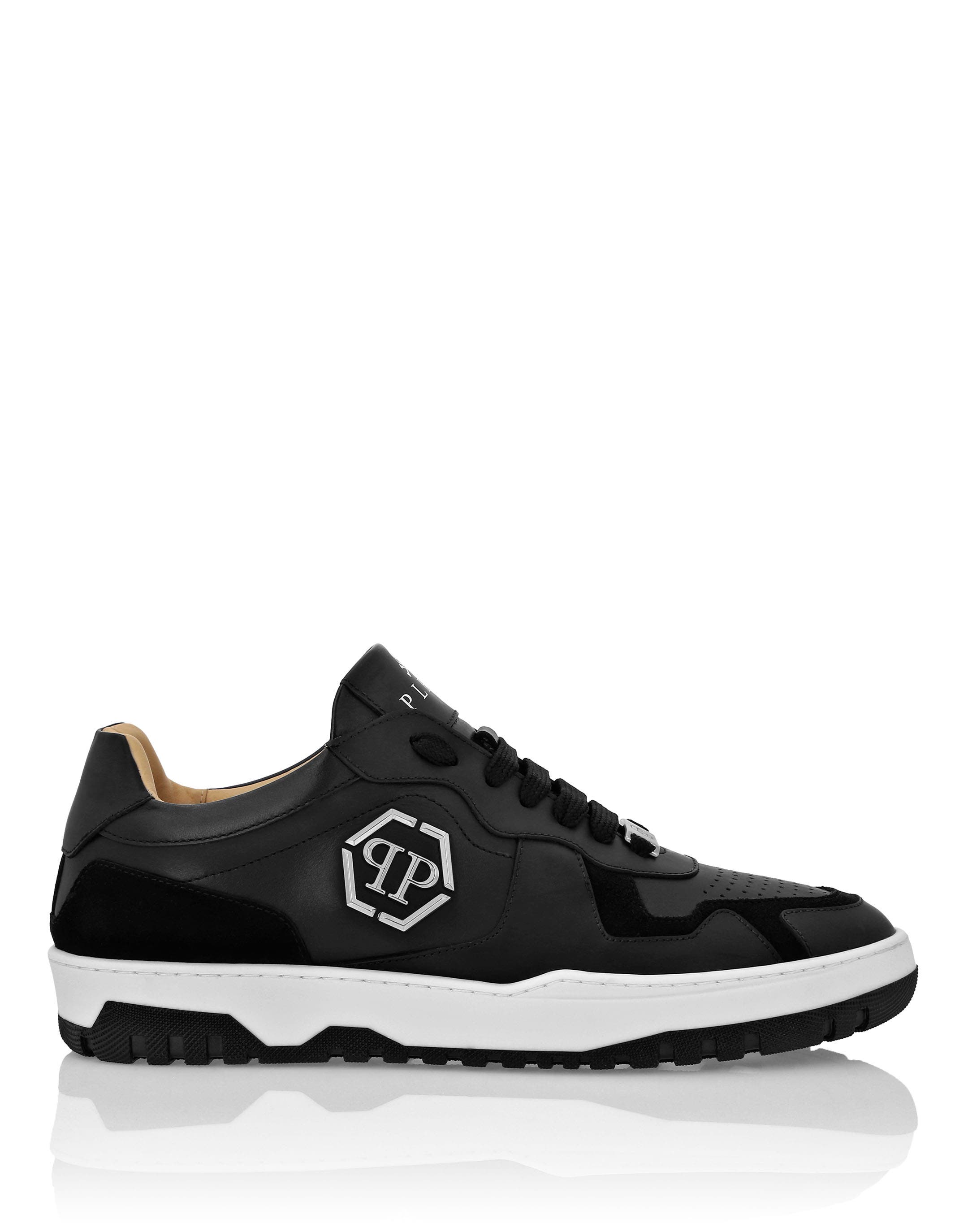 Mix Leather Lo-Top Sneakers Pp Hexagon Unisex, Alternate, color, black
