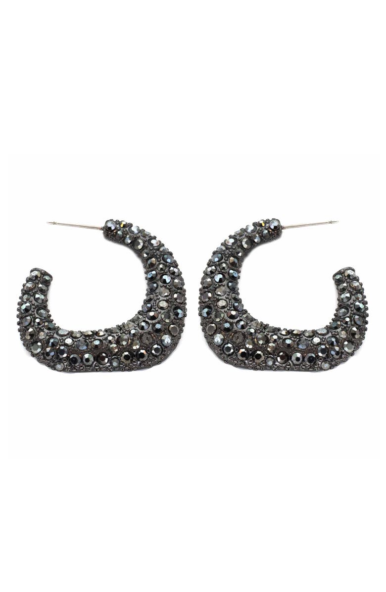 Panacea Pavé Square Hoop Earrings, Main, color, Hematite