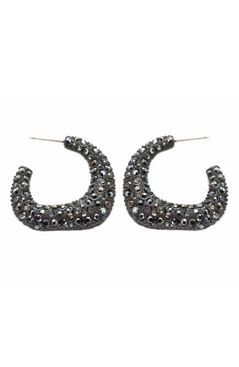 Pavé Square Hoop Earrings