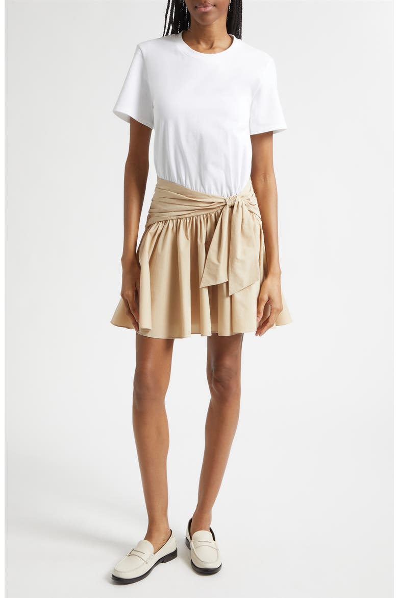 Leslie Mixed Media Dress, Main, color, WHITE/ KHAKI