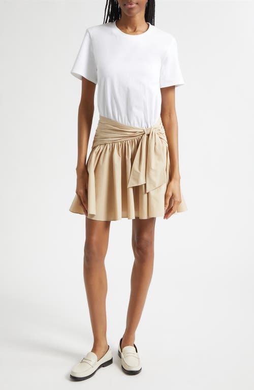 Cinq à Sept Leslie Mixed Media Dress in White/khaki at Nordstrom, Size Xx-Small