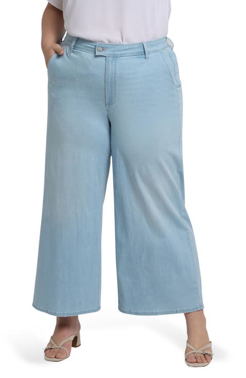 Mona High Waist Ankle Wide Leg Trouser Jeans (Plus)