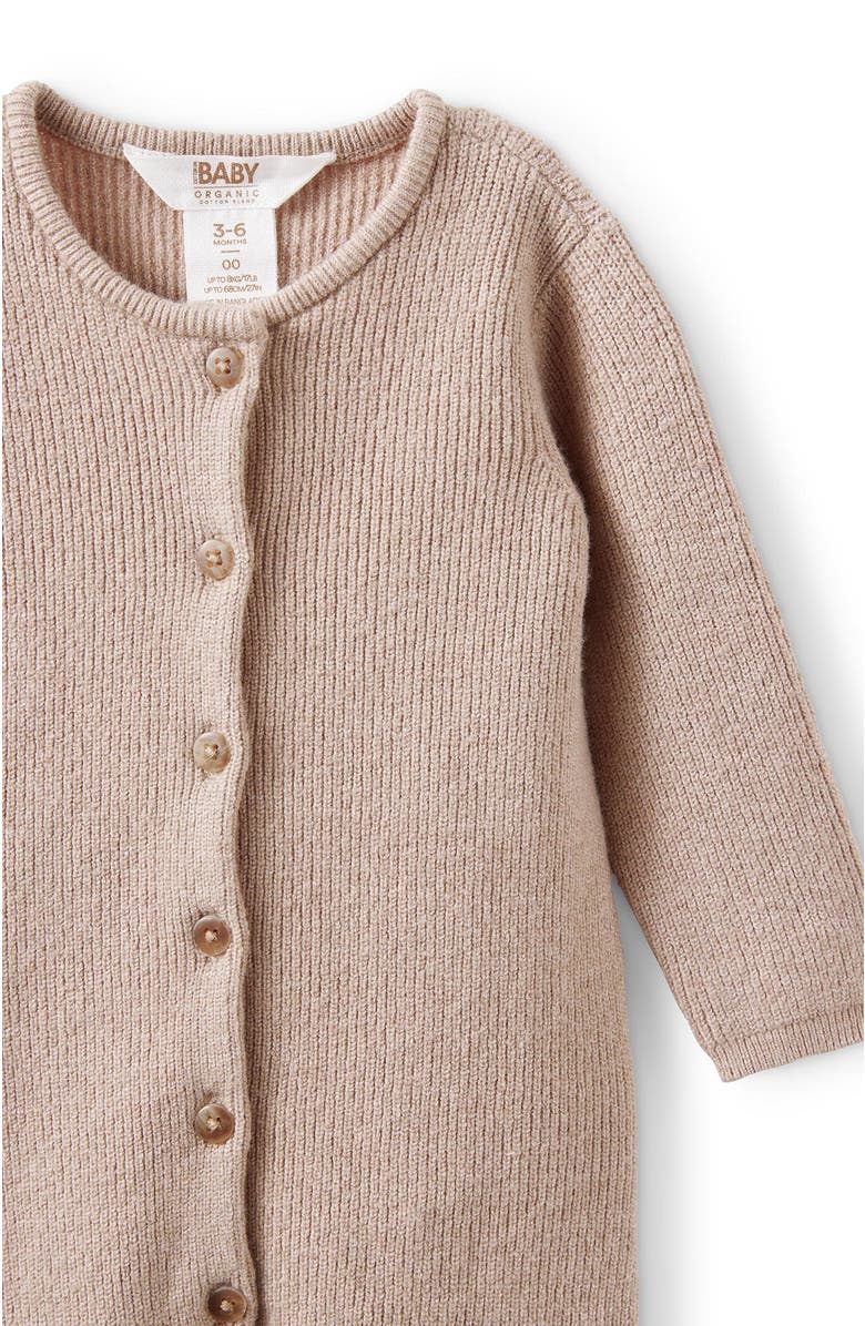 Cotton On Kids Organic Knit Long Sleeve All In One, Alternate, color, Oatmilk Marle