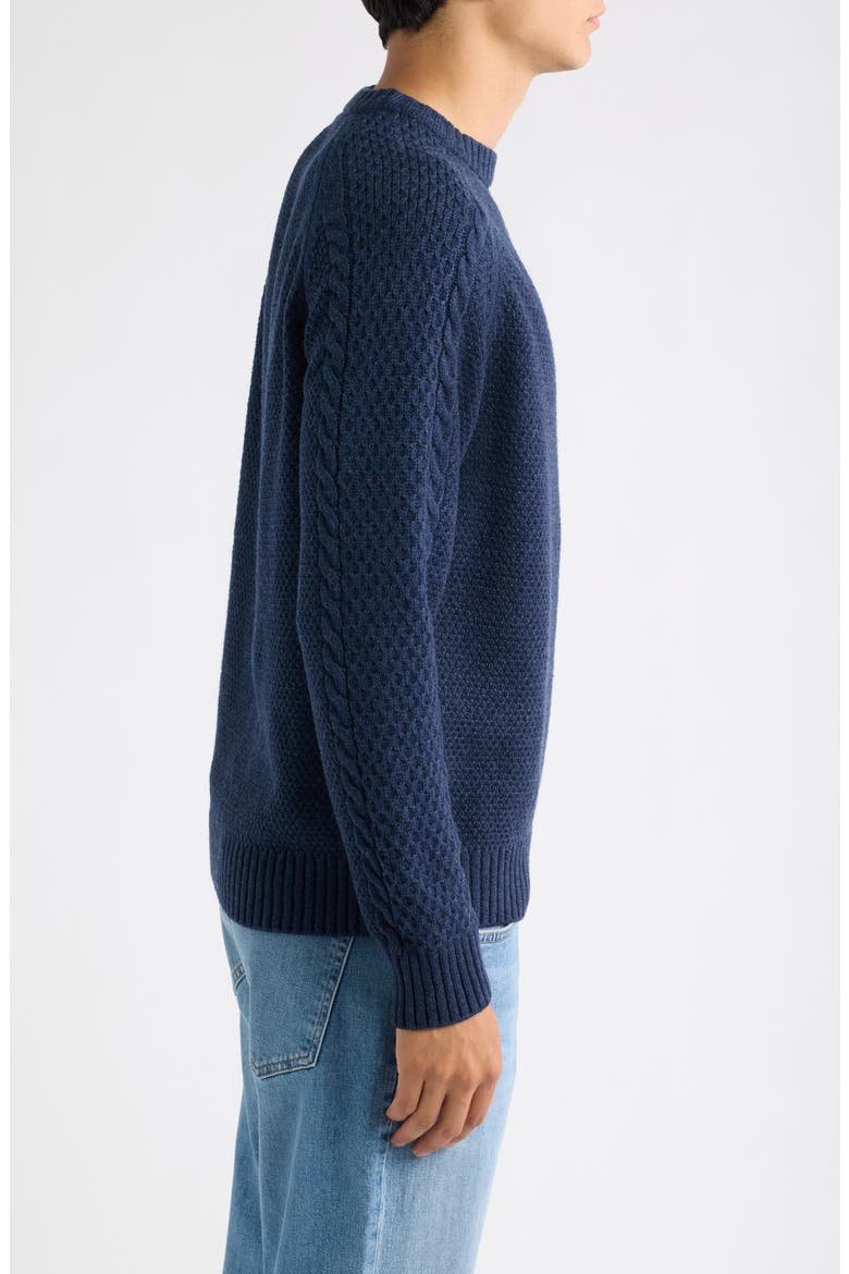 Waffle Knit Crewneck Sweater, Alternate, color, NAVY
