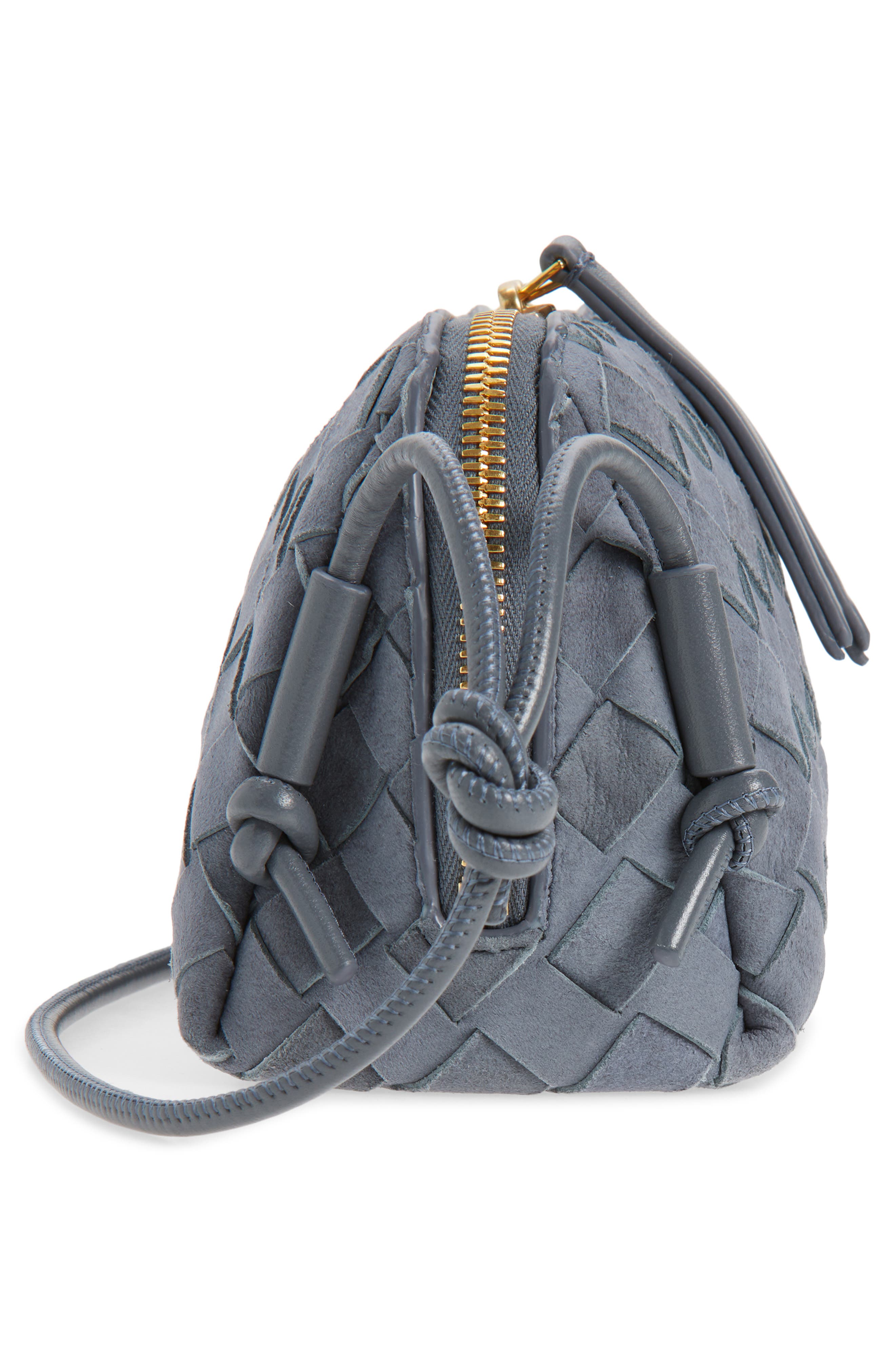 Bottega Veneta Concert Intrecciato Suede Crossbody Bag, Alternate, color, Cloudy Indigo