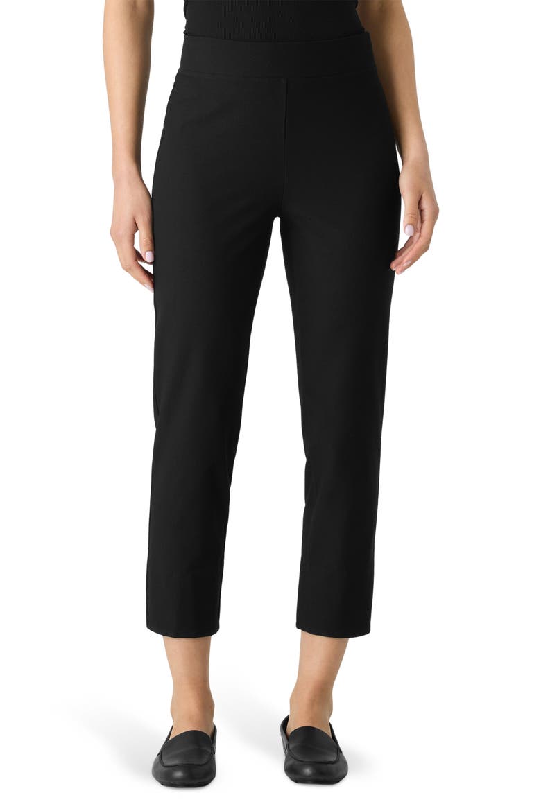 Back Slit Crop Straight Leg Pants, Main, color, BLACK