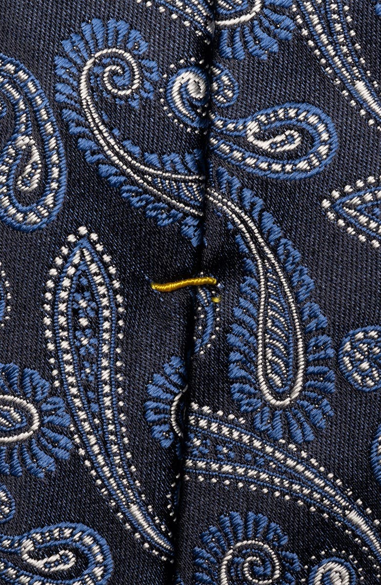 Eton Navy Paisley Silk Jacquard Tie, Alternate, color, Dark Blue