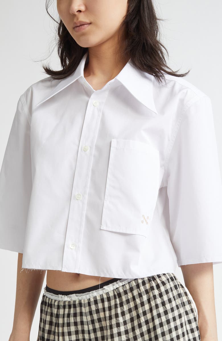 NACKIYÈ Shortcut Point Collar Crop Button-Up Shirt, Alternate, color,