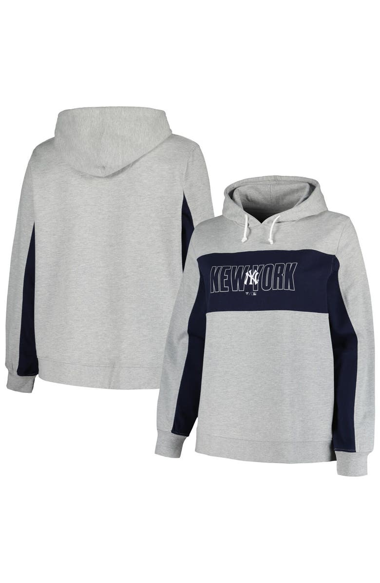 PROFILE Women's Profile Heather Gray New York Yankees Plus Size Pullover Jersey Hoodie, Main, color, Heather Gray