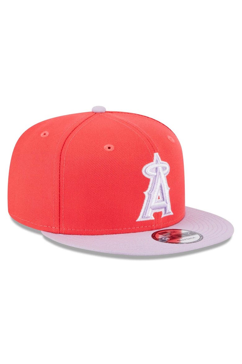 Men's New Era Red/Purple Los Angeles Angels Spring Basic Two-Tone 9FIFTY Snapback Hat, Alternate, color, Red