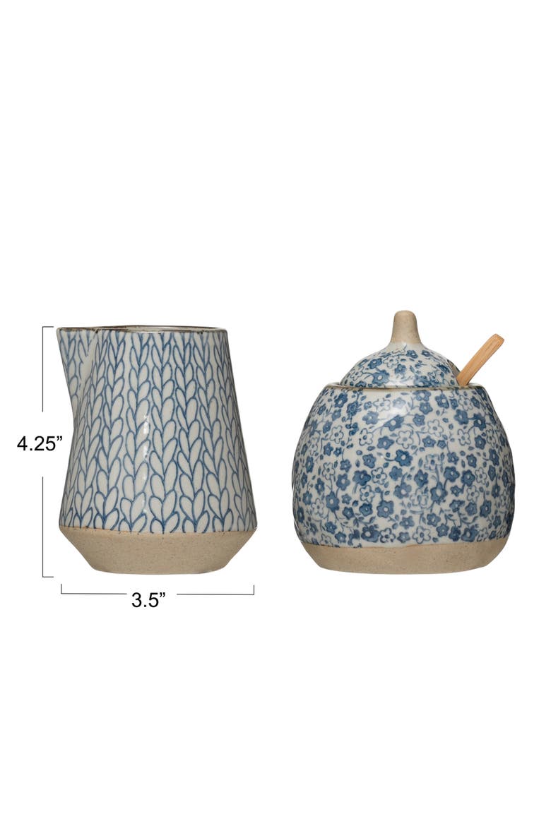 Hand-Painted Stoneware Sugar & Creamer, Set of 2, Alternate, color, Blue