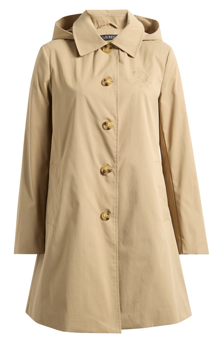 Lauren Ralph Lauren Crested Hooded Coat, Alternate, color, Birch Tan