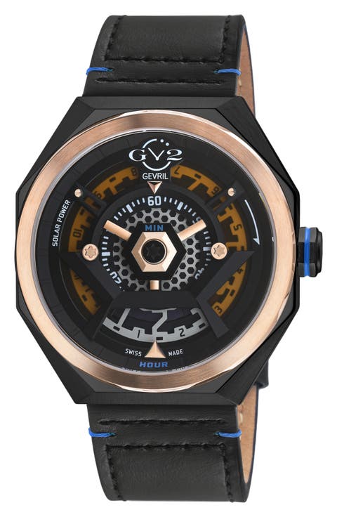 Stella Solare Power Leather Strap Watch, 44mm