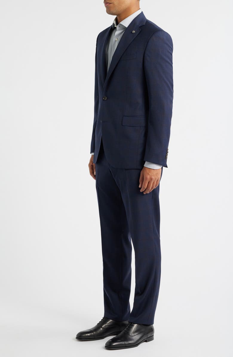 Jack Victor Esprit Navy Deco Plaid Wool Suit, Alternate, color, Navy