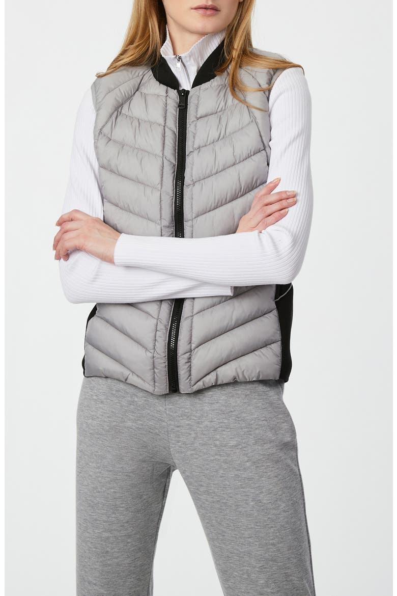Neoprene Trim Channel Quilted Vest, Alternate, color, PEARL GREY