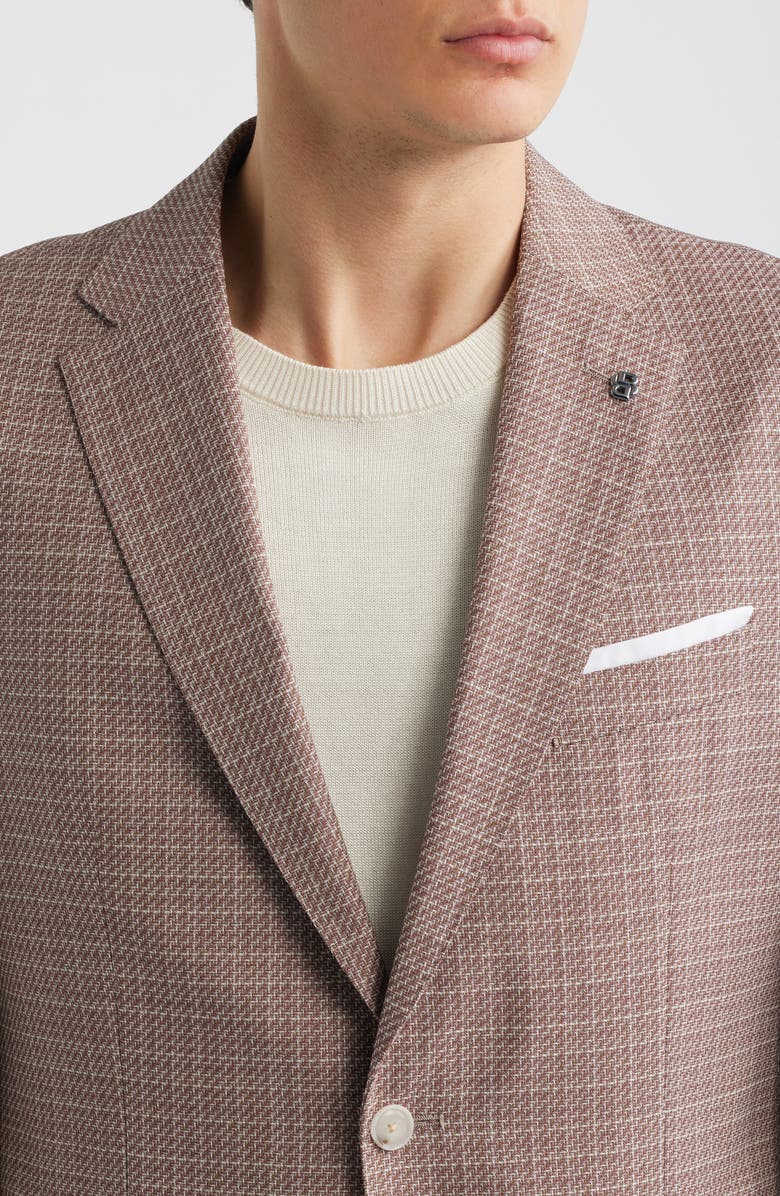 BOSS Hutson Slim Fit Red Check Virgin Wool Sport Coat, Alternate, color, Open Red