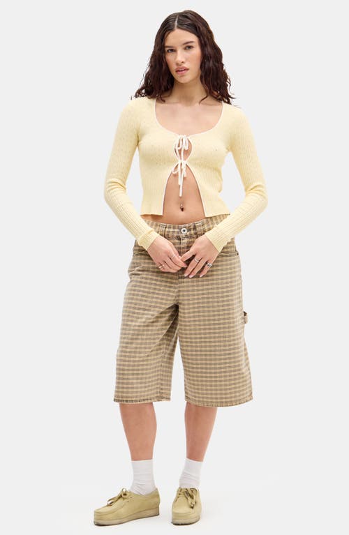 Shop Bdg Urban Outfitters Pointelle Tie Front Cardigan In Yellow