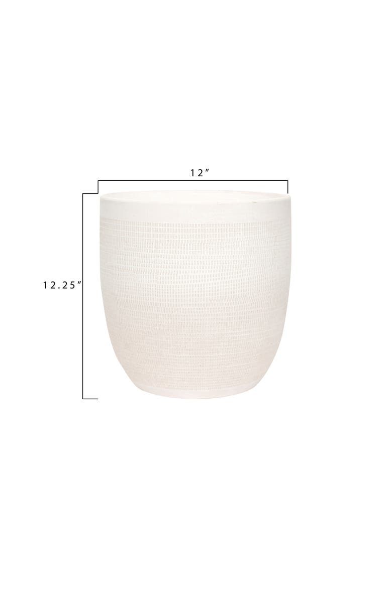 Coastal Embossed Textured Stoneware Planter, Matte White, Alternate, color, Cream