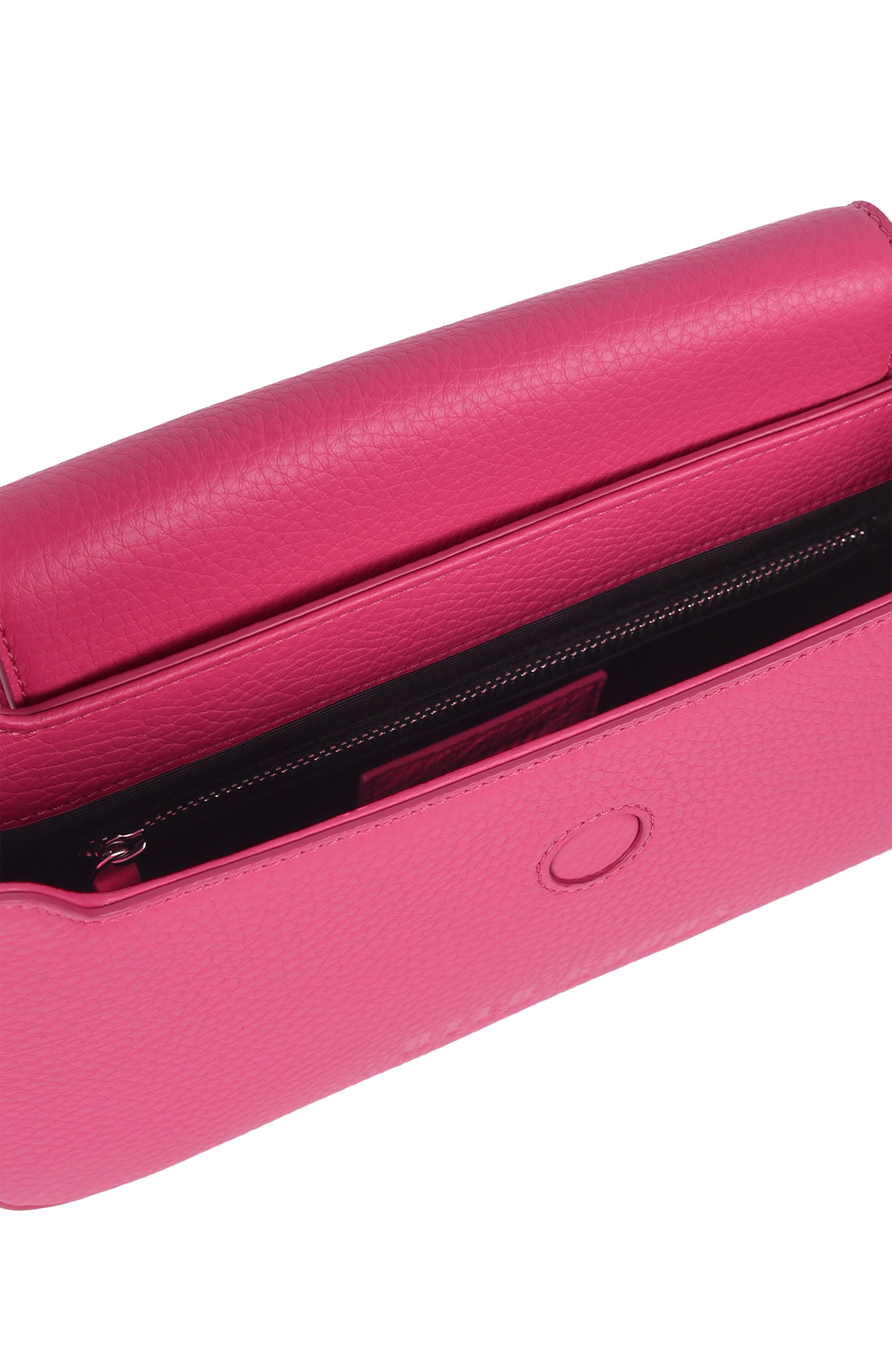 HYER GOODS Upcycled Leather Shoulder Bag with Buckle, Alternate, color, Fuschia