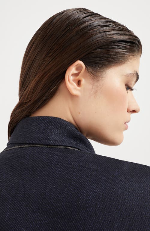 Brunello Cucinelli Monili-detail Caban Jacket In Navy Blue