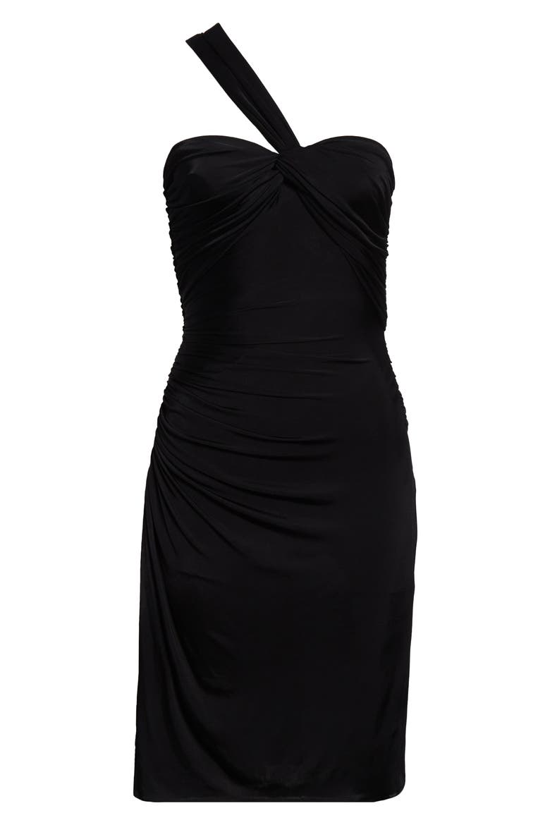 One-Shoulder Twist Front Jersey Minidress, Alternate, color, BLACK
