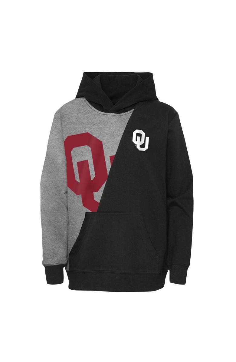 Outerstuff Men's Heather Gray/Black Oklahoma Sooners Unrivaled Pullover Hoodie, Alternate, color, 