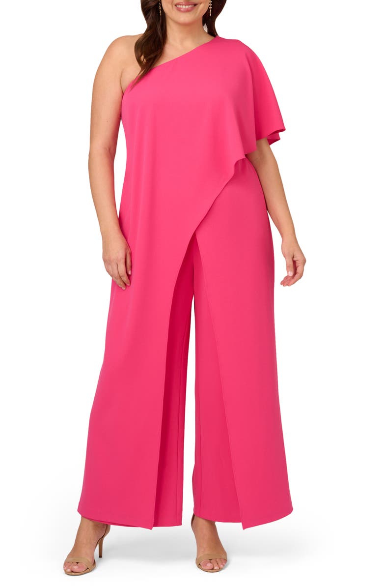 Adrianna Papell One-Shoulder Crepe Jumpsuit, Main, color, 