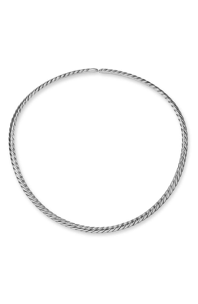 David Yurman Sculpted Cable Flex Necklace in 18K Yellow Gold or Sterling Silver, 5mm, Main, color, Silver
