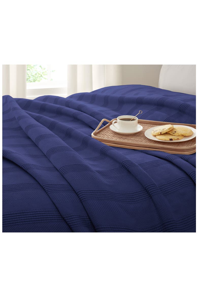Textured Cotton Throw Blanket, Alternate, color, NAVY