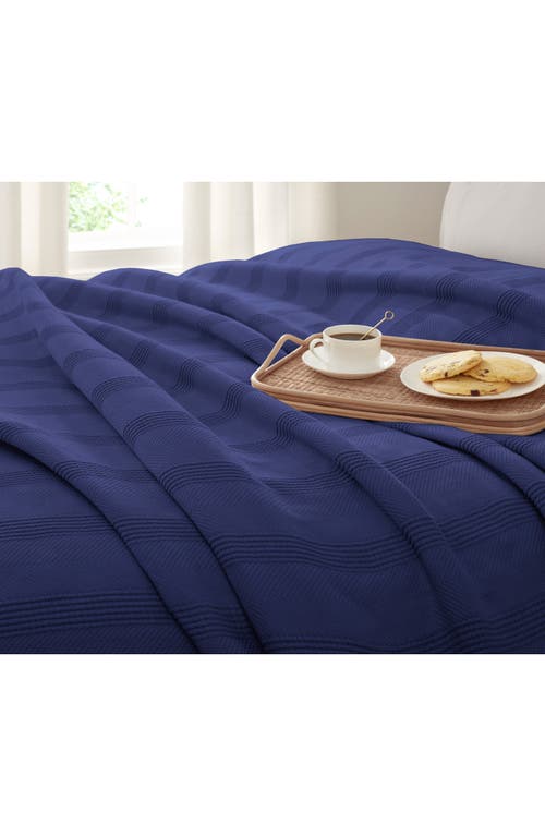 Vellux Textured Cotton Throw Blanket In Blue