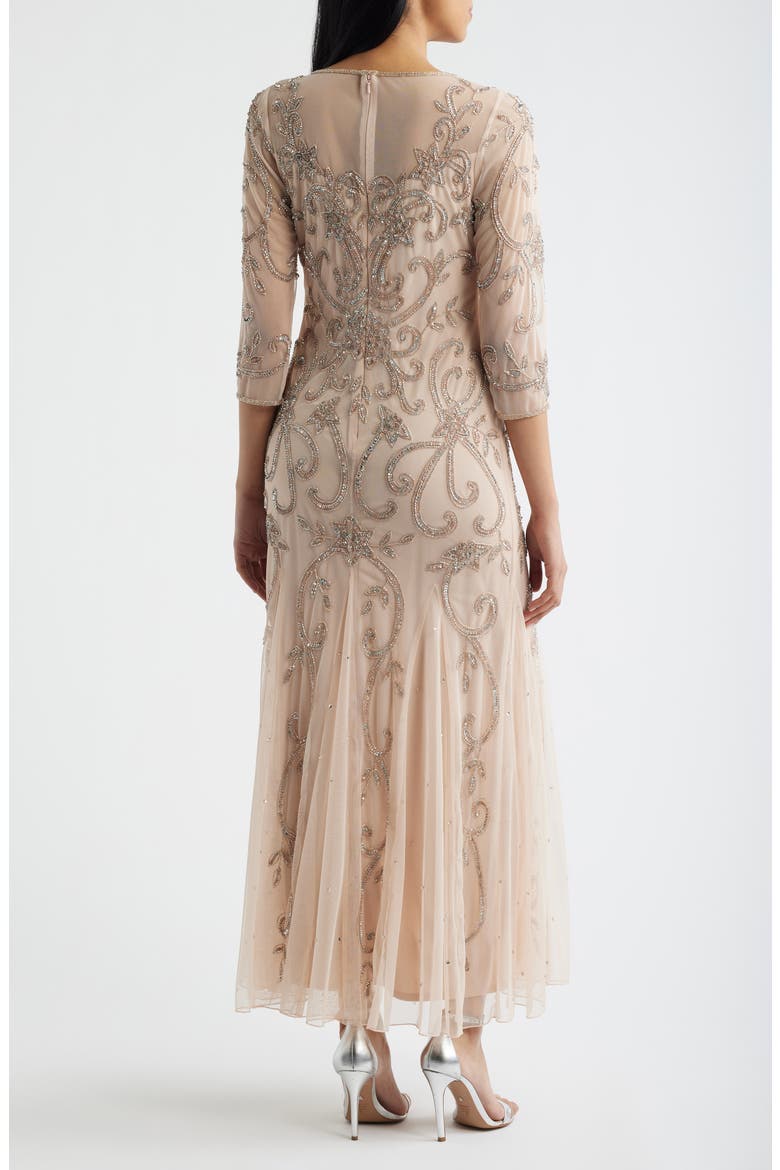 Beaded Illusion Neck Gown, Alternate, color, LIGHT BLUSH