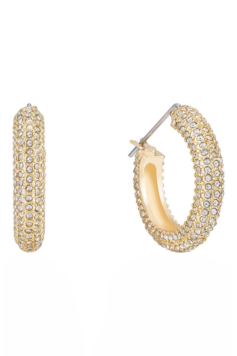Crystal Embellished Hoop Earrings, Main, color, GOLD