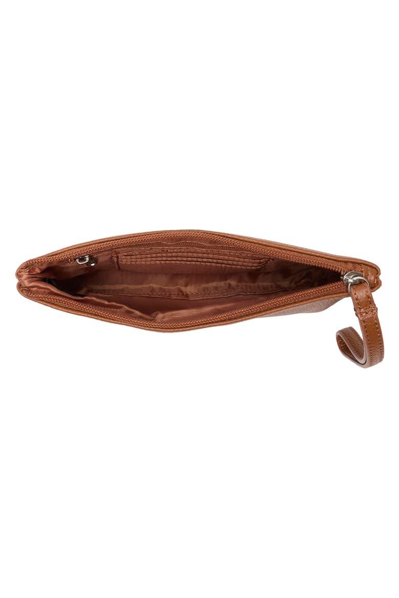 Pebbled Wristlet, Alternate, color, COGNAC