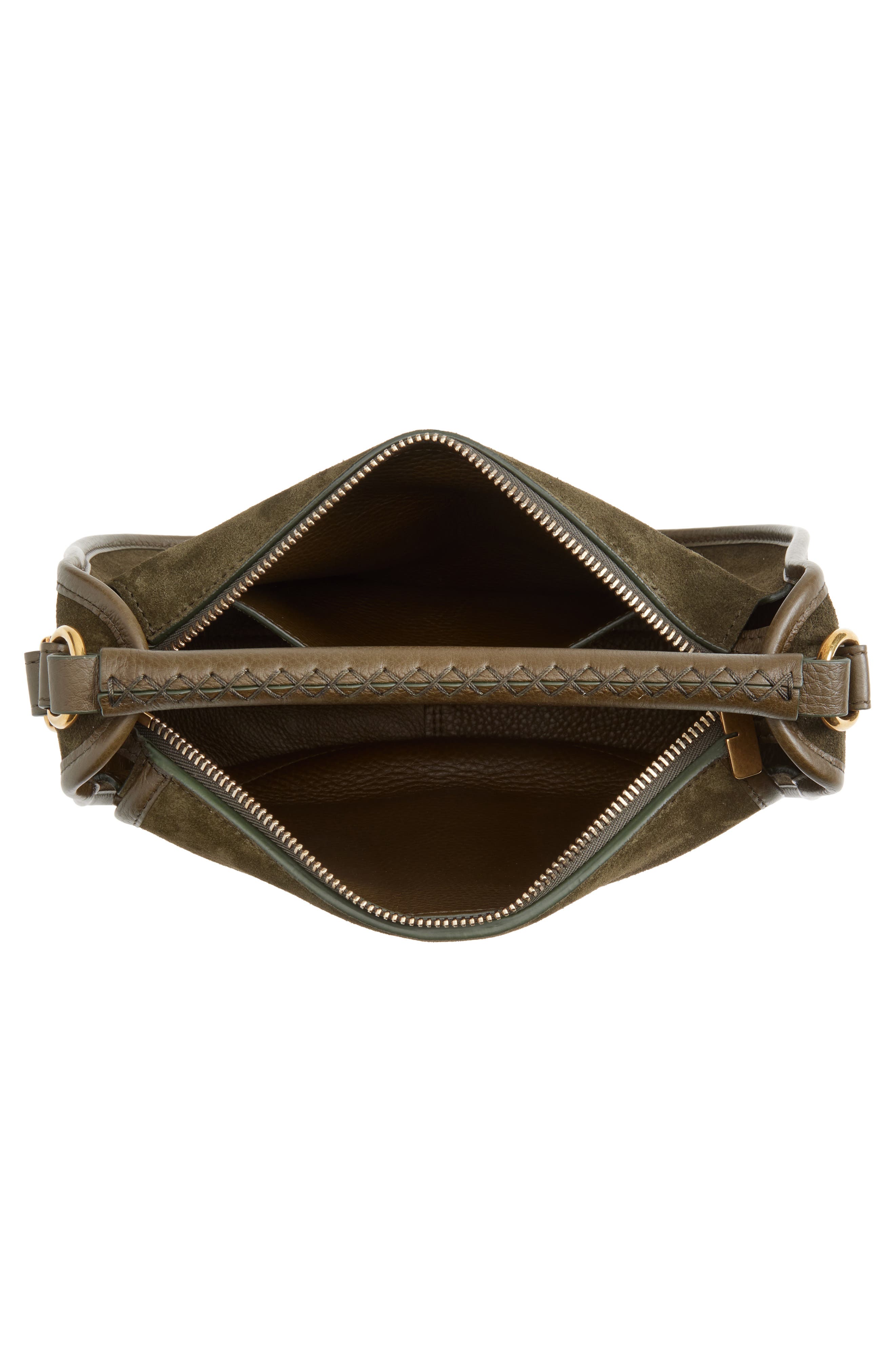 Burberry Small B Clip Suede Crossbody Bag, Alternate, color, Weald