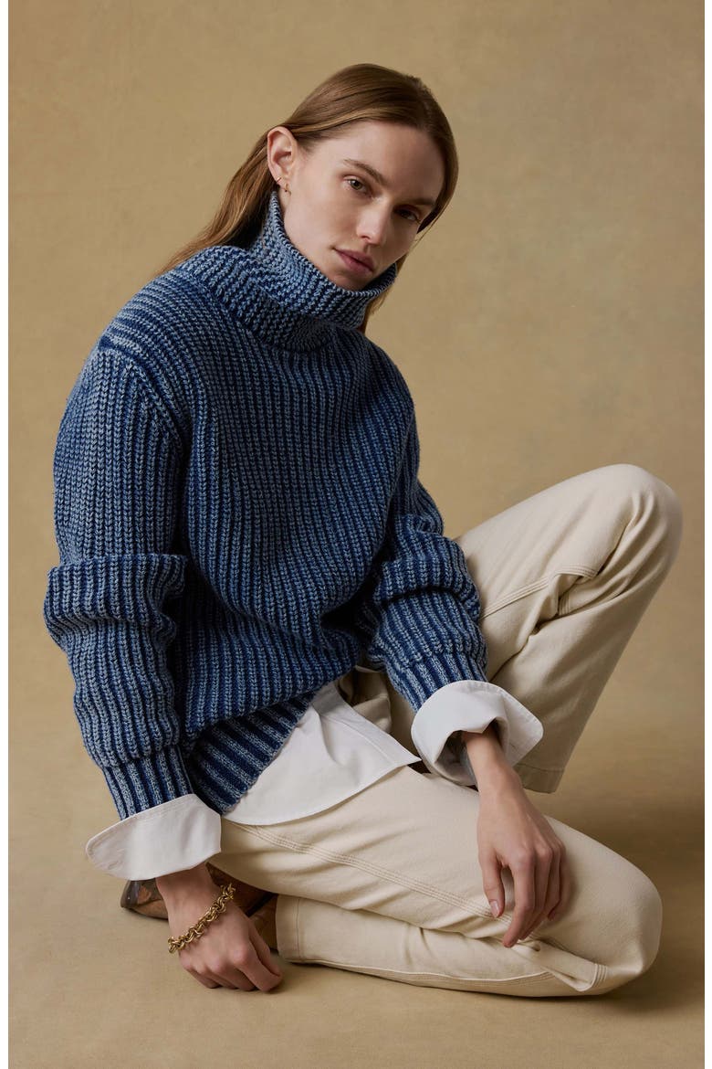 Sunwashed Organic Cotton Oversized Turtleneck Sweater, Alternate, color, WINDCLIFF INDIGO WASH