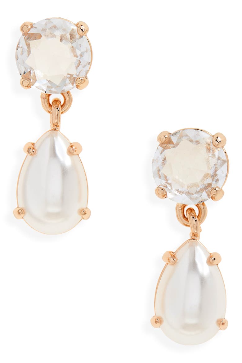 Vintage Femme Drop Earrings, Main, color, WHITE- GOLD