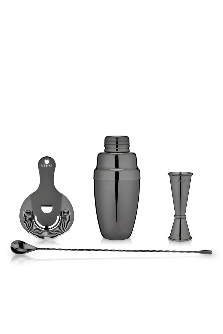 Warren 4-Piece Barware Set, Alternate, color, Black