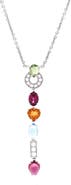 Pre-Owned Bvlgari Allegra Drop Pendant Necklace 18K White Gold with Diamonds, Citrine, Peridot, Blue Topaz, Tourmaline and Garnet