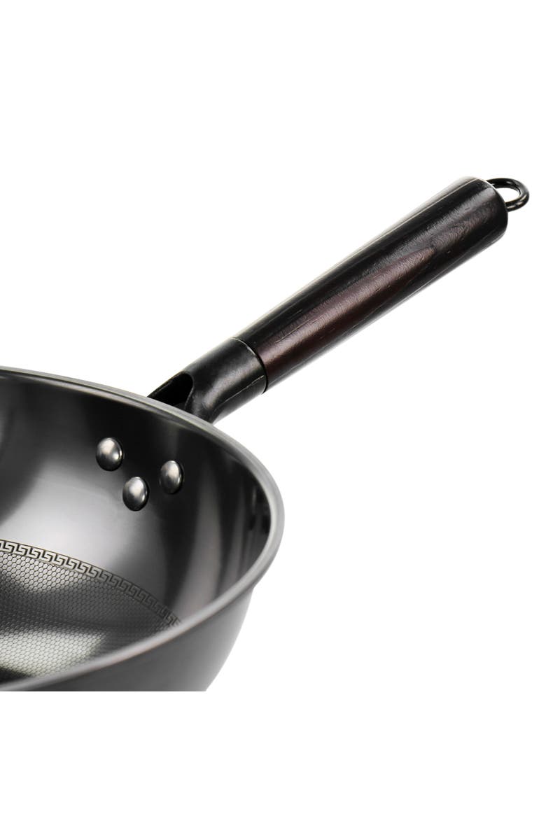 Gibson Home Debossed 13 Inch Heavy Gauge Carbon Steel Wok, Alternate, color, Black