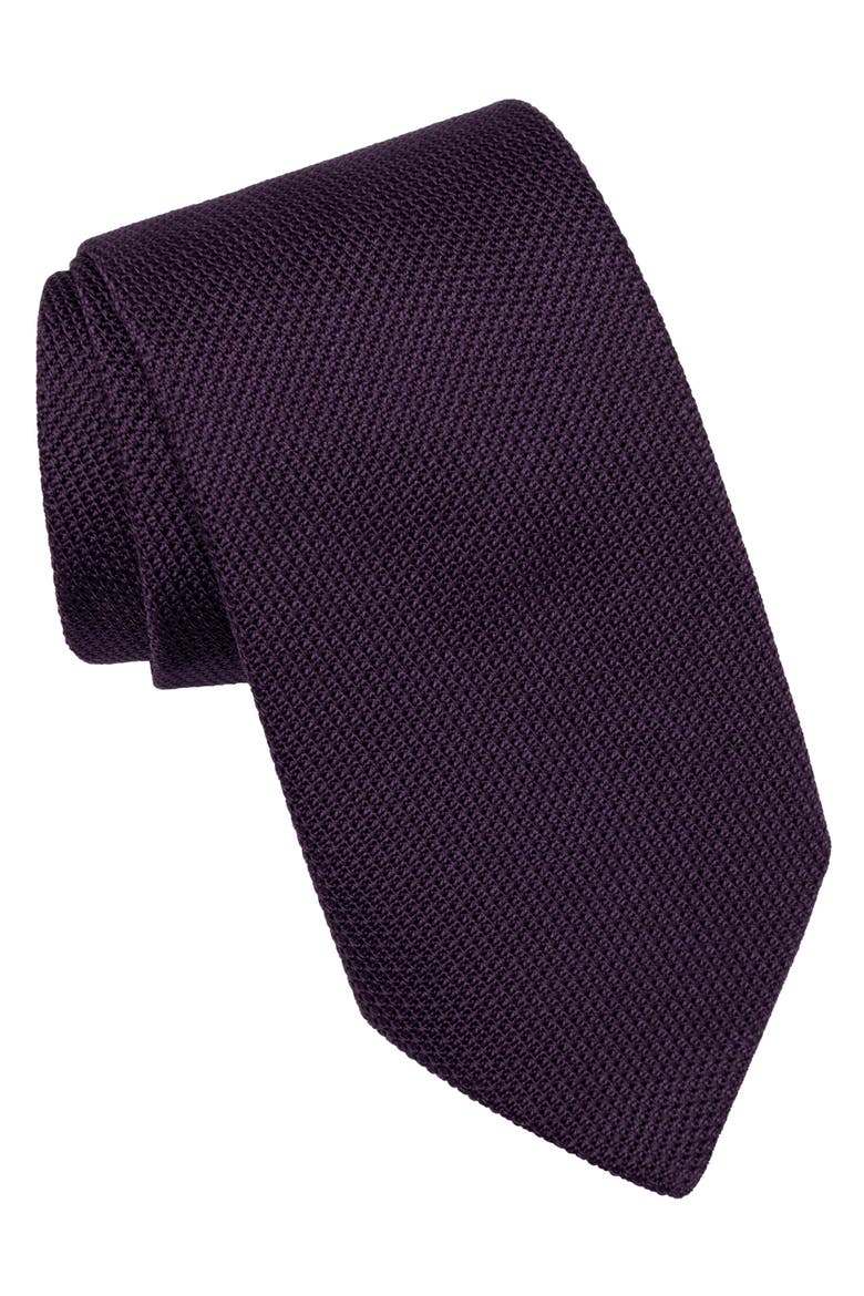 Plum - Extra Long Silk Grenadine Tie for Men, Main, color, Purple