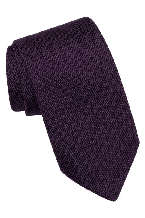 Plum - Extra Long Silk Grenadine Tie for Men