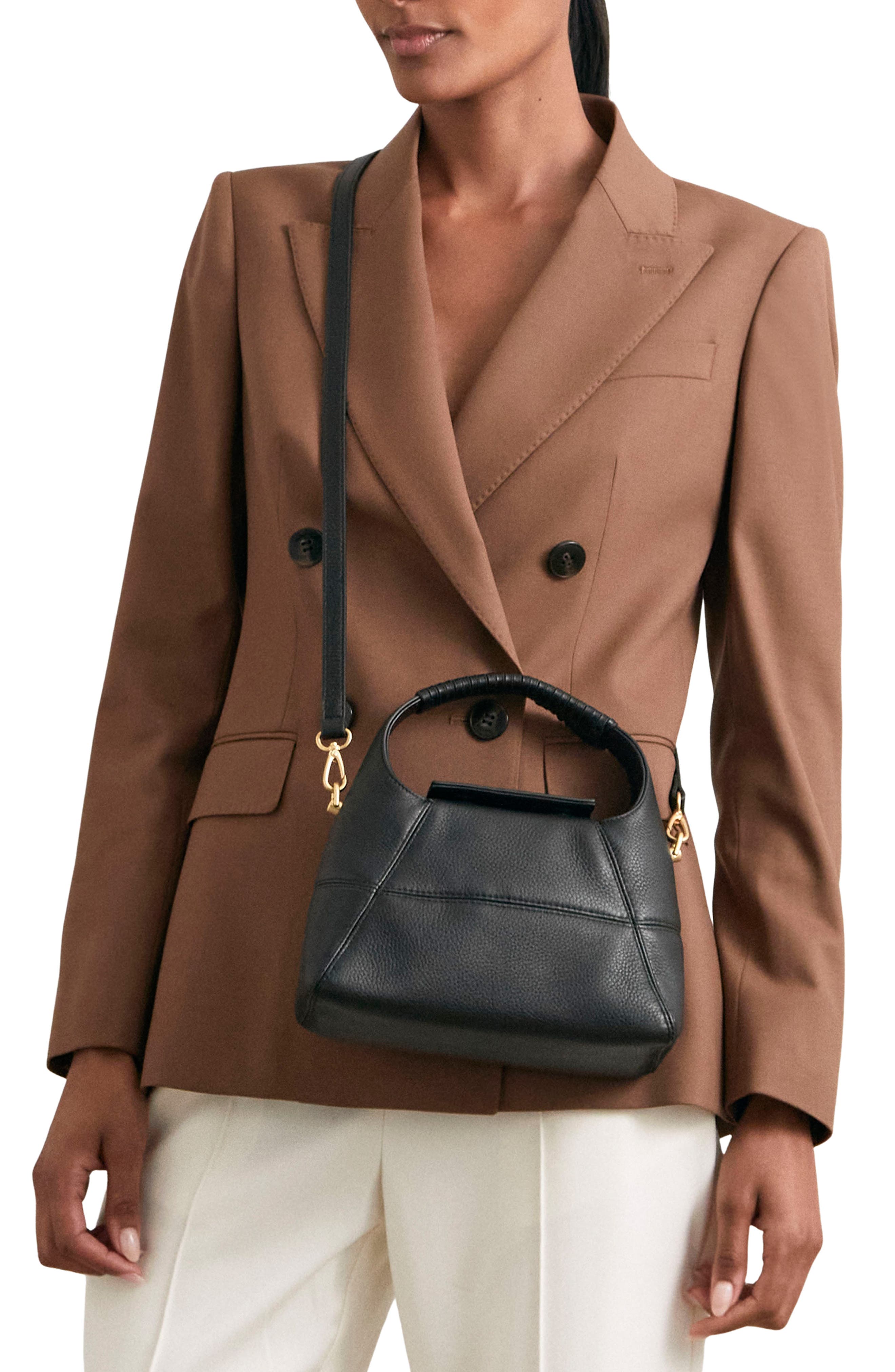 Reiss Octavia Suede Crossbody Bag, Alternate, color, Black