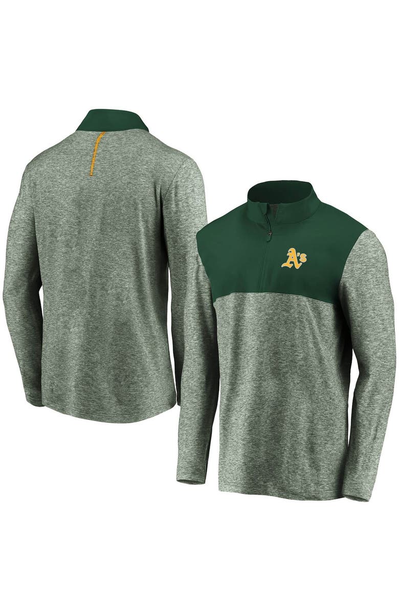 FANATICS Men's Fanatics Branded Green Oakland Athletics Iconic Marble Clutch Half-Zip Jacket, Alternate, color,