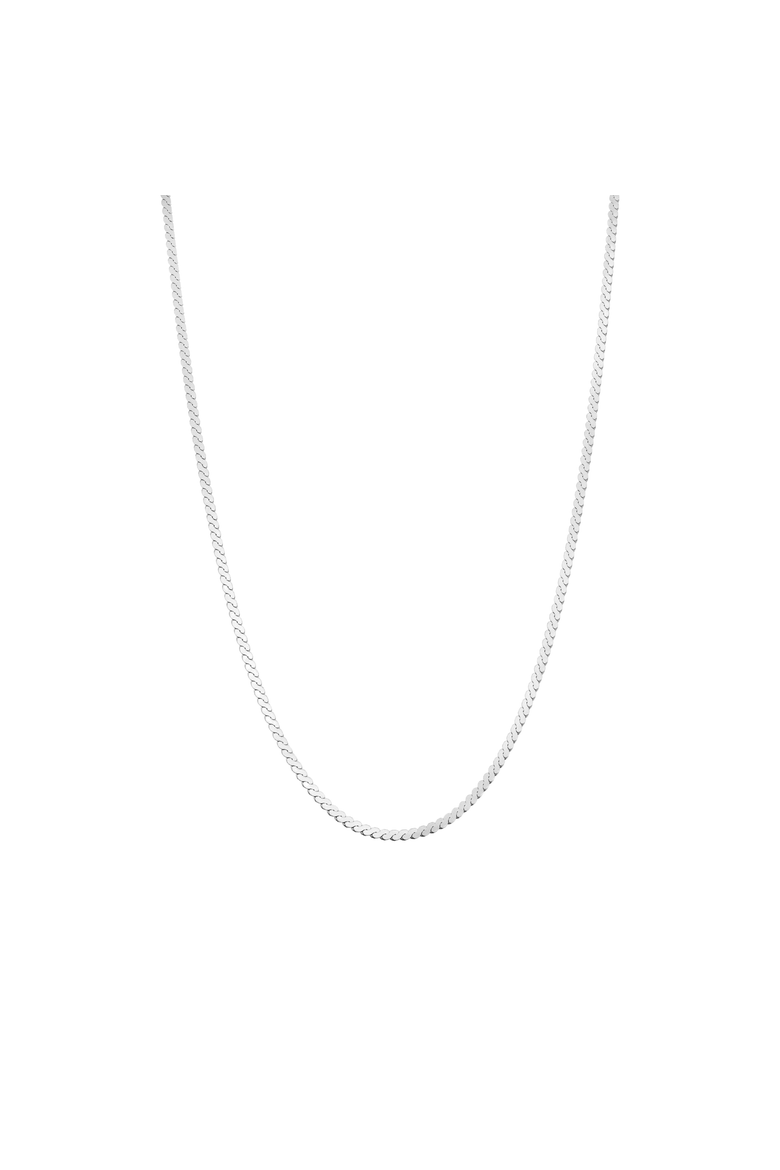 18k Gold Plated Sterling Silver Cleopatra Flat Chain Necklace Gift Idea, Main, color, Silver