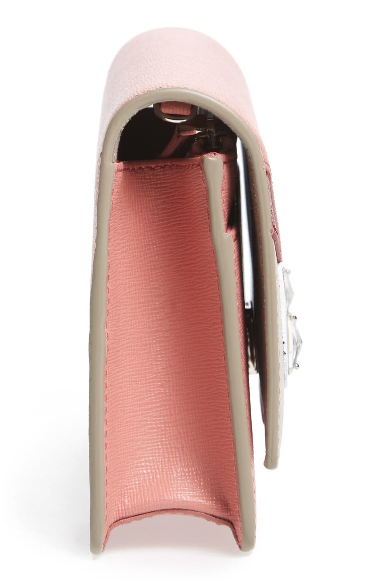 'Monster' Leather Wallet on a Chain, Alternate, color, POWDER/RIBES