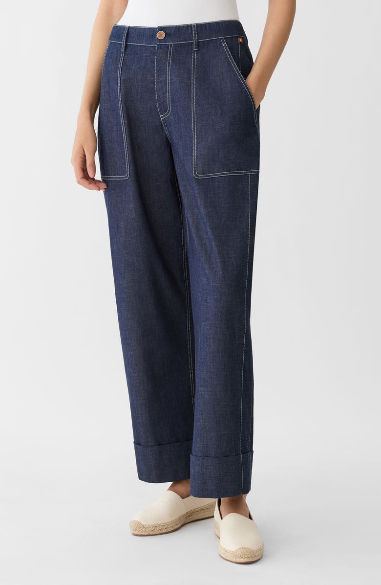 Lafayette 148 New York Highline Straight Leg Ankle Jeans, Main, color, Shipyard Indigo