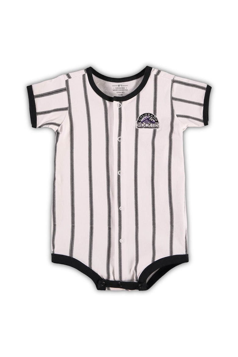 Infant White Colorado Rockies Pinstripe Power Hitter Coverall, Alternate, color, White