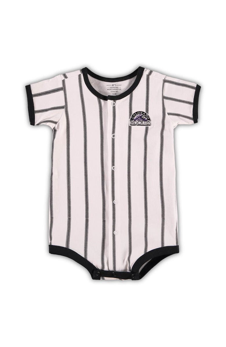 Outerstuff Infant White Colorado Rockies Pinstripe Power Hitter Coverall, Alternate, color, White