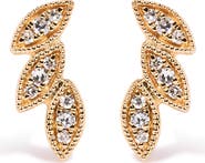 Haus of Brilliance 10K Yellow Gold 1/10 Cttw Diamond Triple Leaf Stud Earring